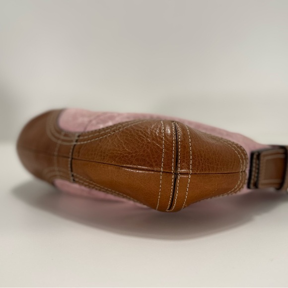 COACH VINTAGE Y2K Hobo Pink and Brown Women's Bag Signature Canvas Leather - Picture 8 of 11